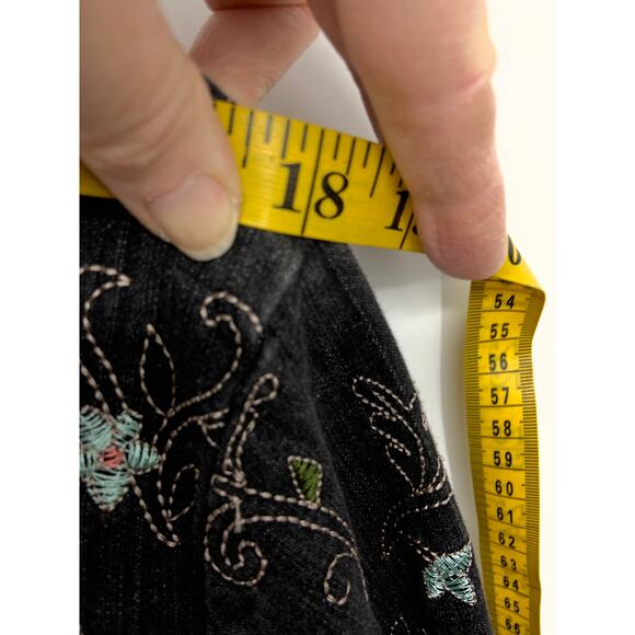 Denim & Co Womens Floral Embroidered Gray Boho Collared Jacket Size L - Picture 7 of 8